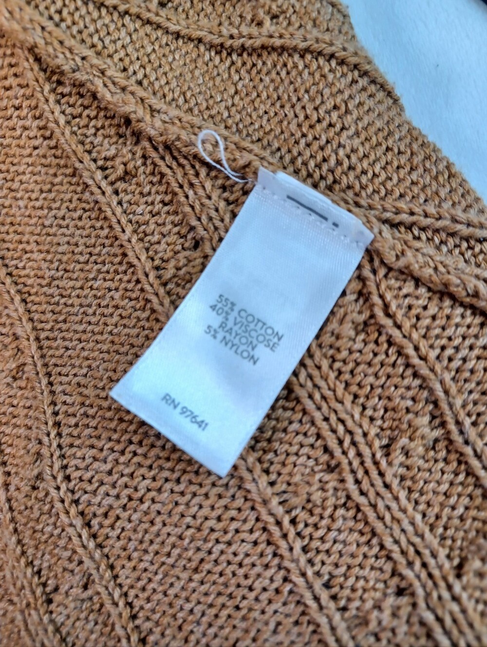 title j.jill camel cable knit open front cardigan xl long textured sweater - Picture 11 of 12